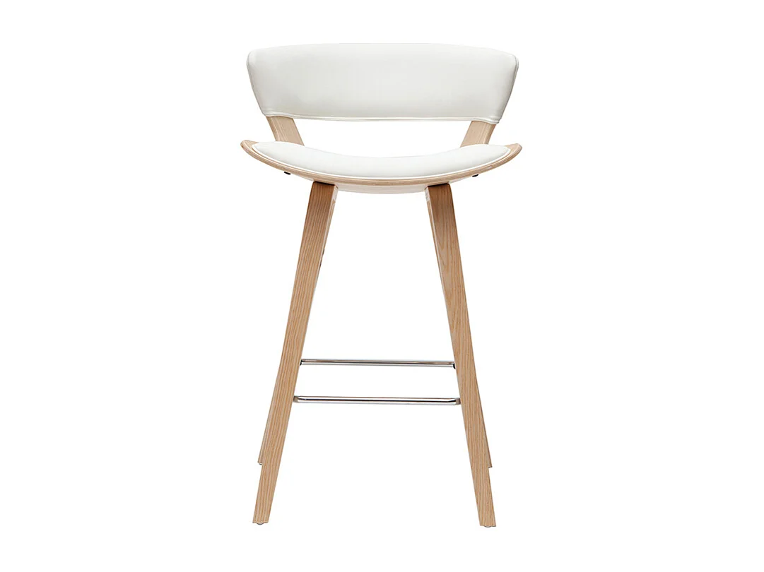 Tabourets de bar design blanc et bois clair H65 cm (lot de 2) SYRAH