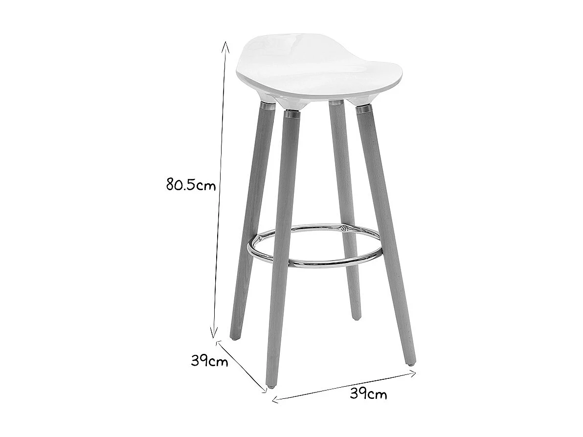 Tabourets de bar scandinaves blancs (lot de 2) GILDA