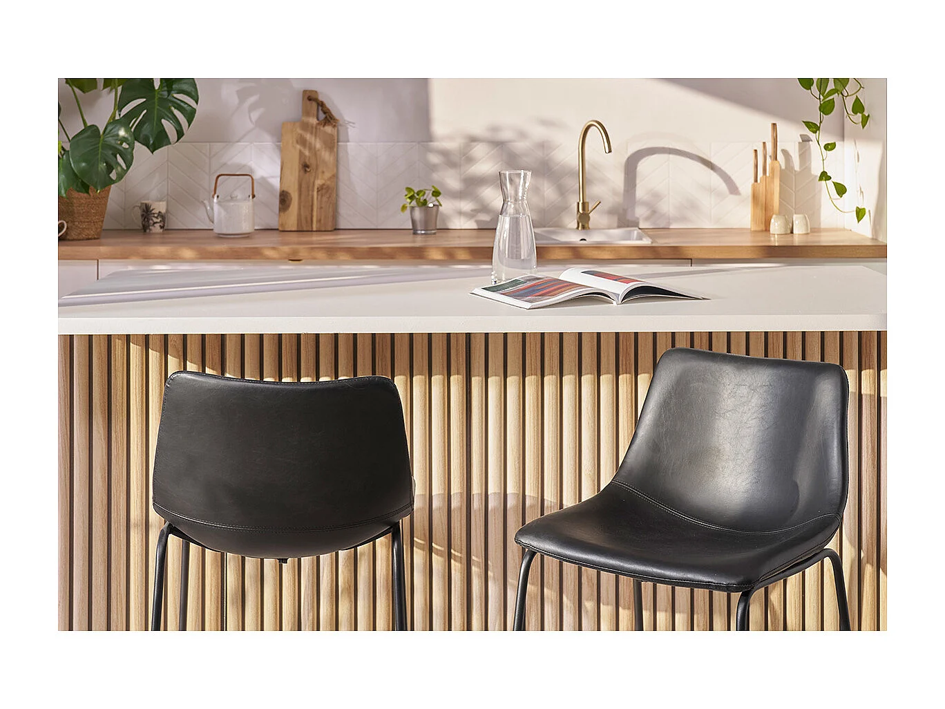 Tabourets de bar design noir H61 cm (lot de 2) NEW ROCK