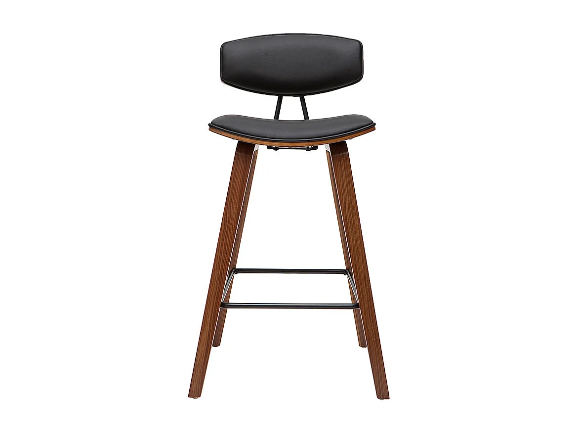 Taburetes de bar moderno negro y madera oscura A69 cm (lote de 2) VASCO
