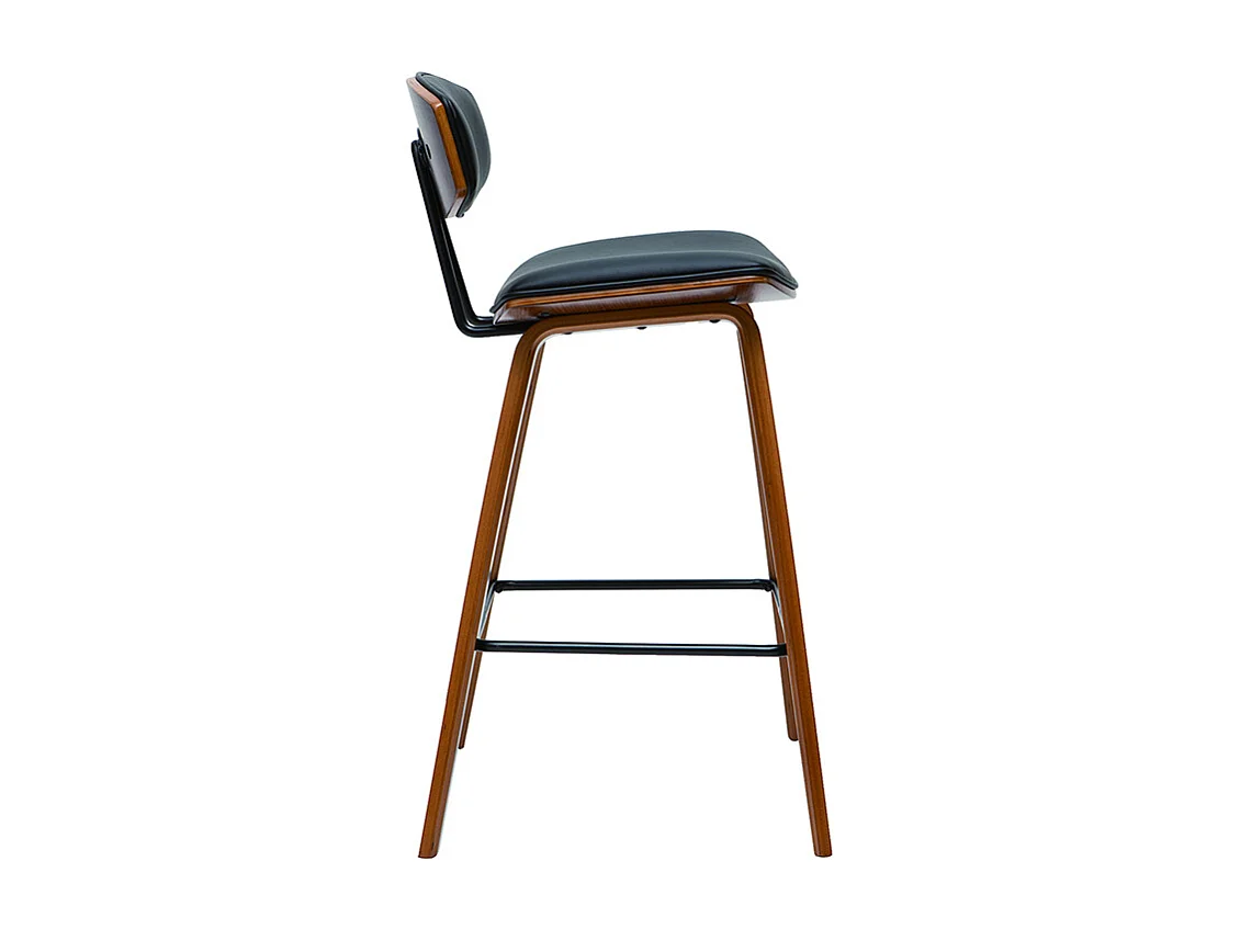 Taburetes de bar moderno negro y madera oscura A69 cm (lote de 2) VASCO