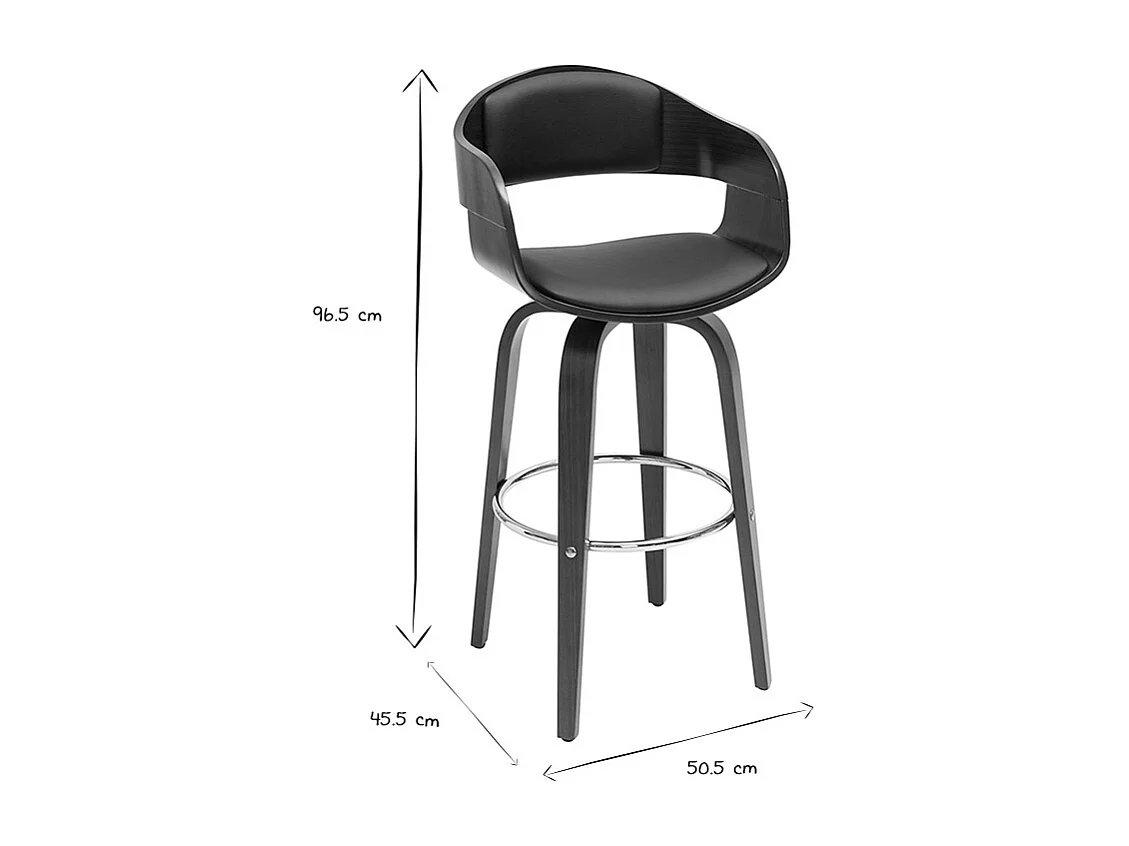 Taburete de cocina vintage giro 360° nogal 67.5 cm GAO