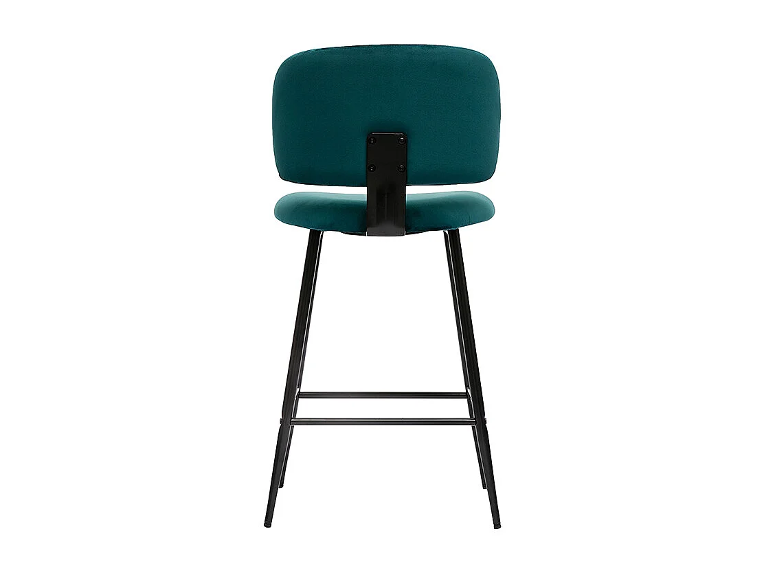 Set de 2 taburetes de cocina de terciopelo azul petróleo y metal negro 70 cm de altura ATRIUM