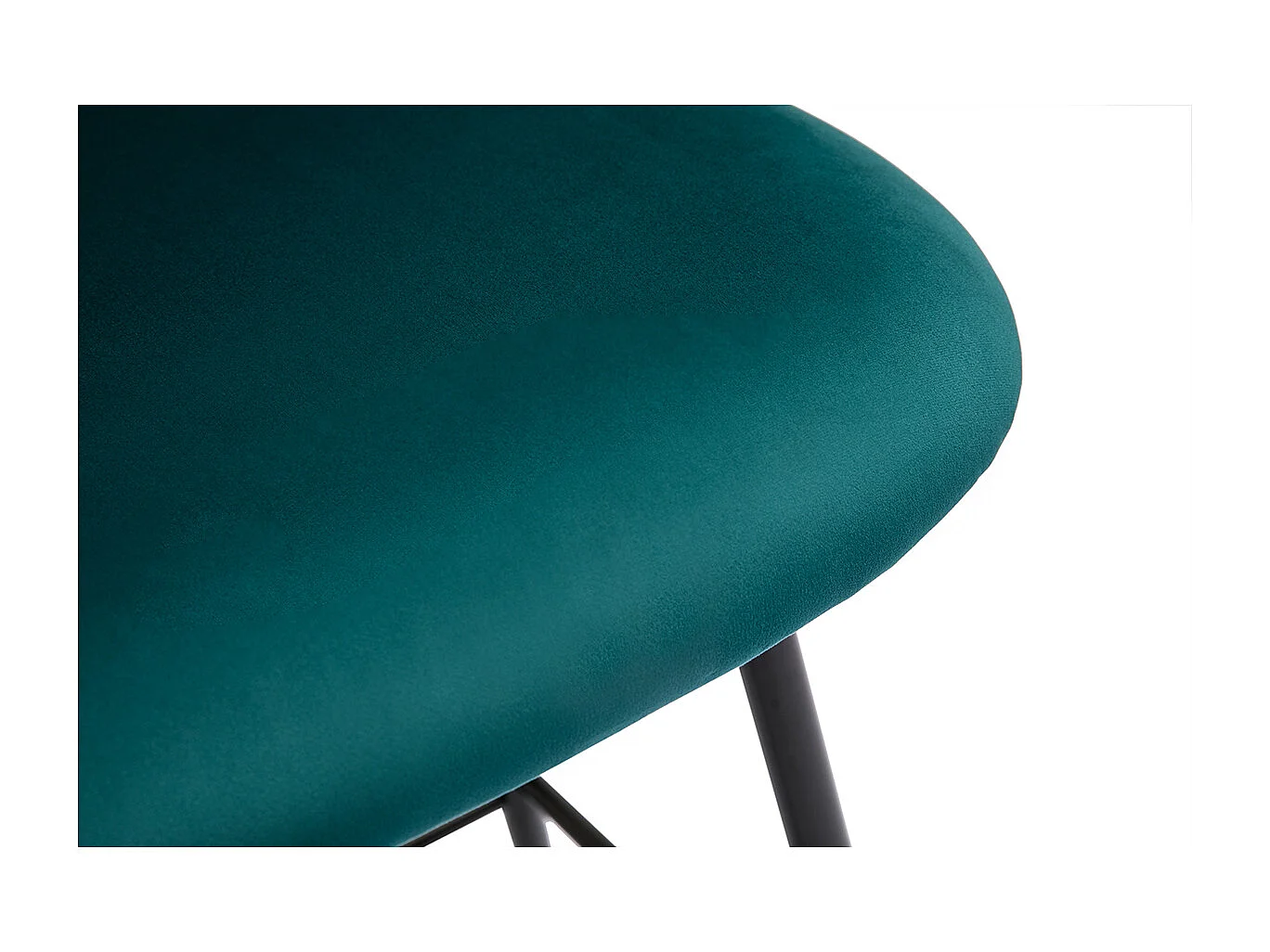 Set de 2 taburetes de cocina de terciopelo azul petróleo y metal negro 70 cm de altura ATRIUM