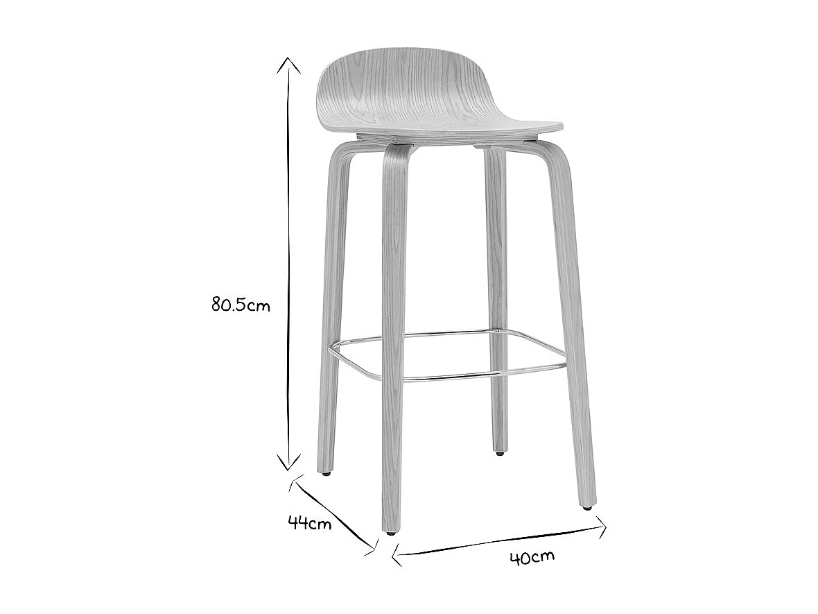 Set de 2 taburetes de cocina nórdicos de madera de roble 68 cm OBRA