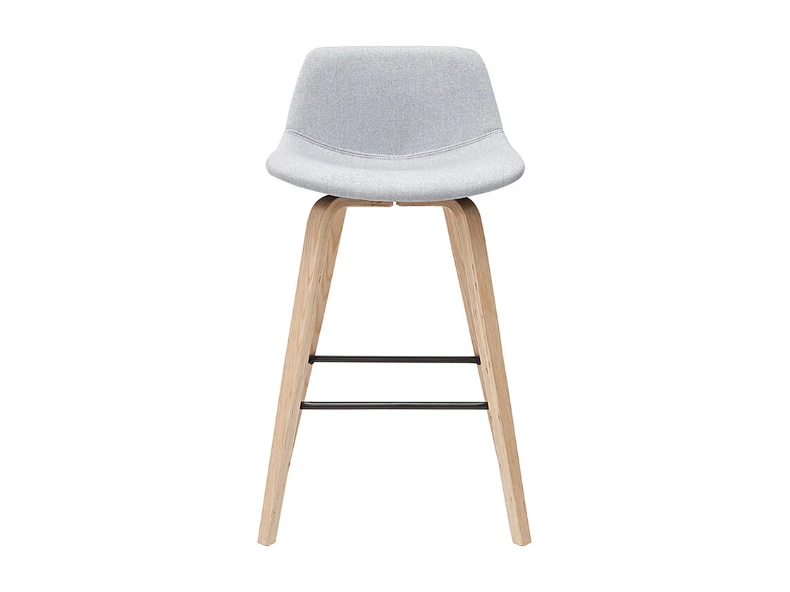 Tabourets de bar scandinaves gris clair et bois H65 cm (lot de 2) NONIE