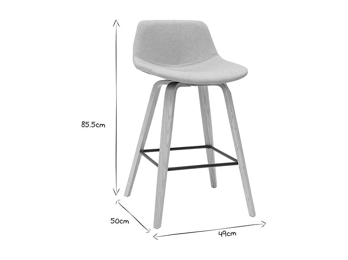 Tabourets de bar scandinaves gris clair et bois H65 cm (lot de 2) NONIE