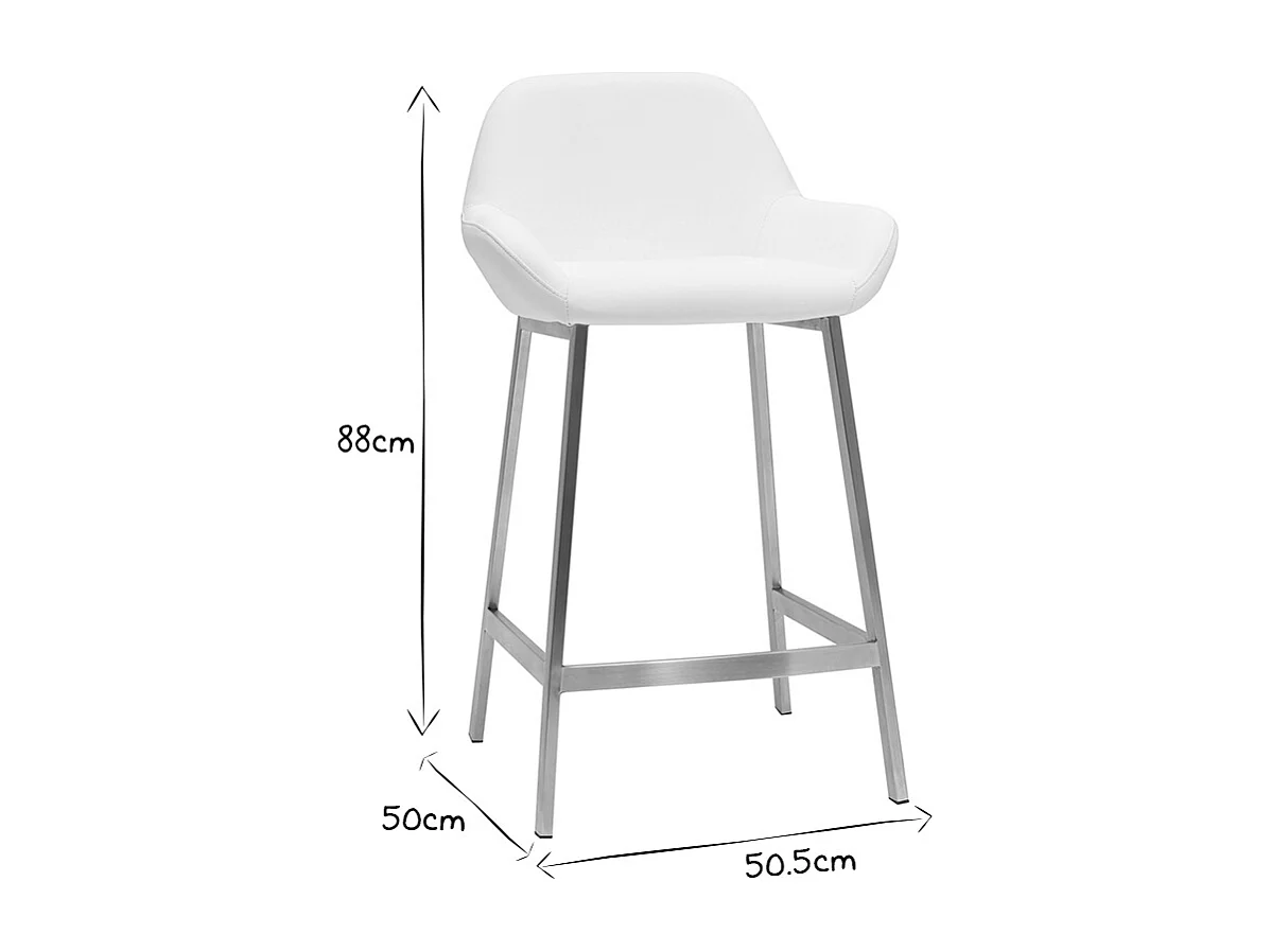 Set de 2 taburetes de cocina de diseño blancos con pie de metal RINGER