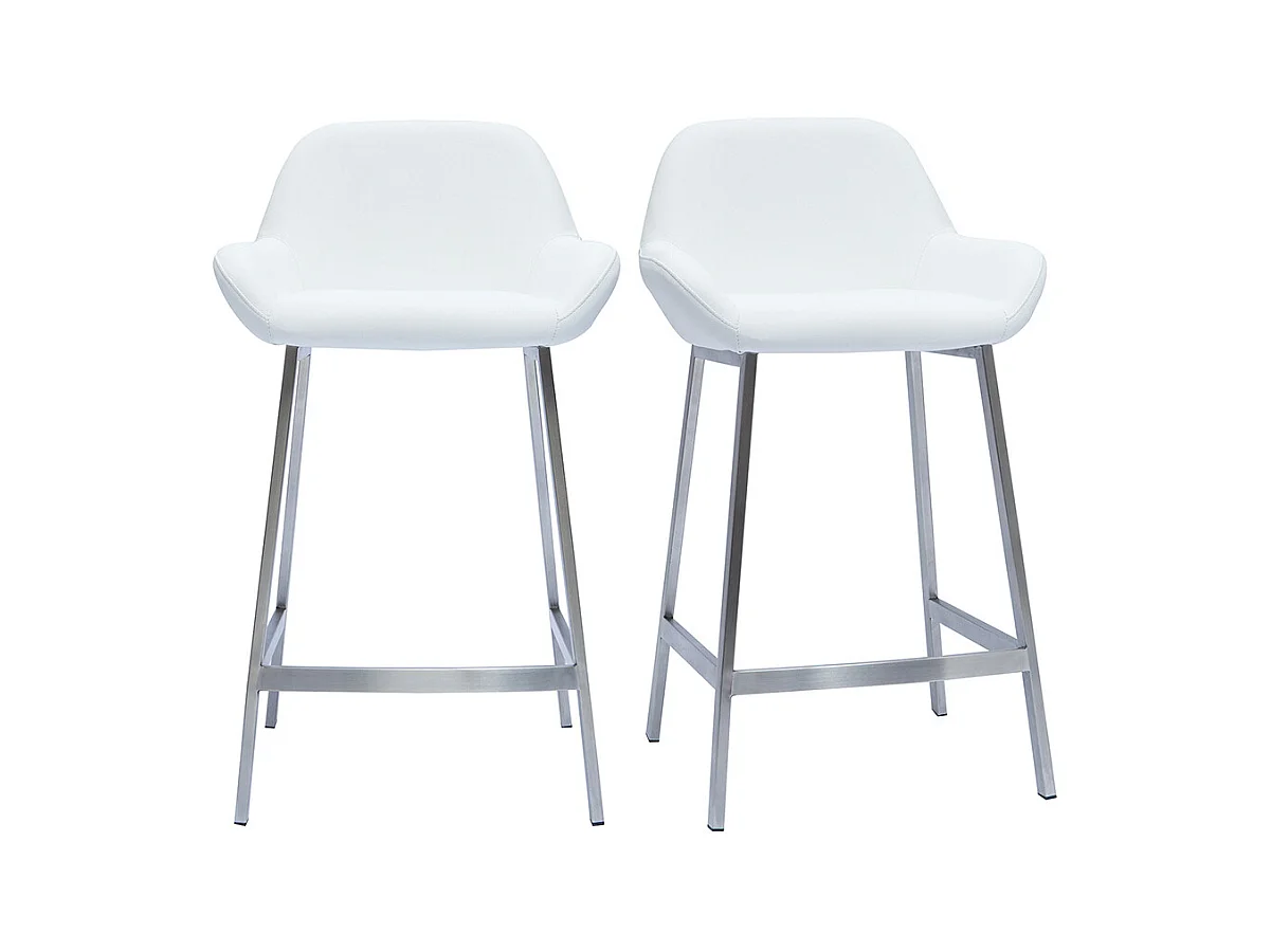 Tabourets de bar design blancs et pieds métal (lot de 2) RINGER