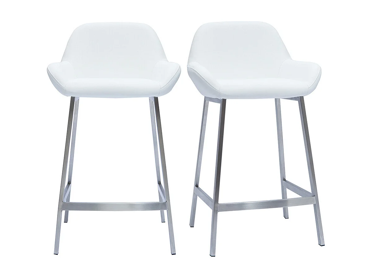 Tabourets de bar design blancs et pieds métal (lot de 2) RINGER