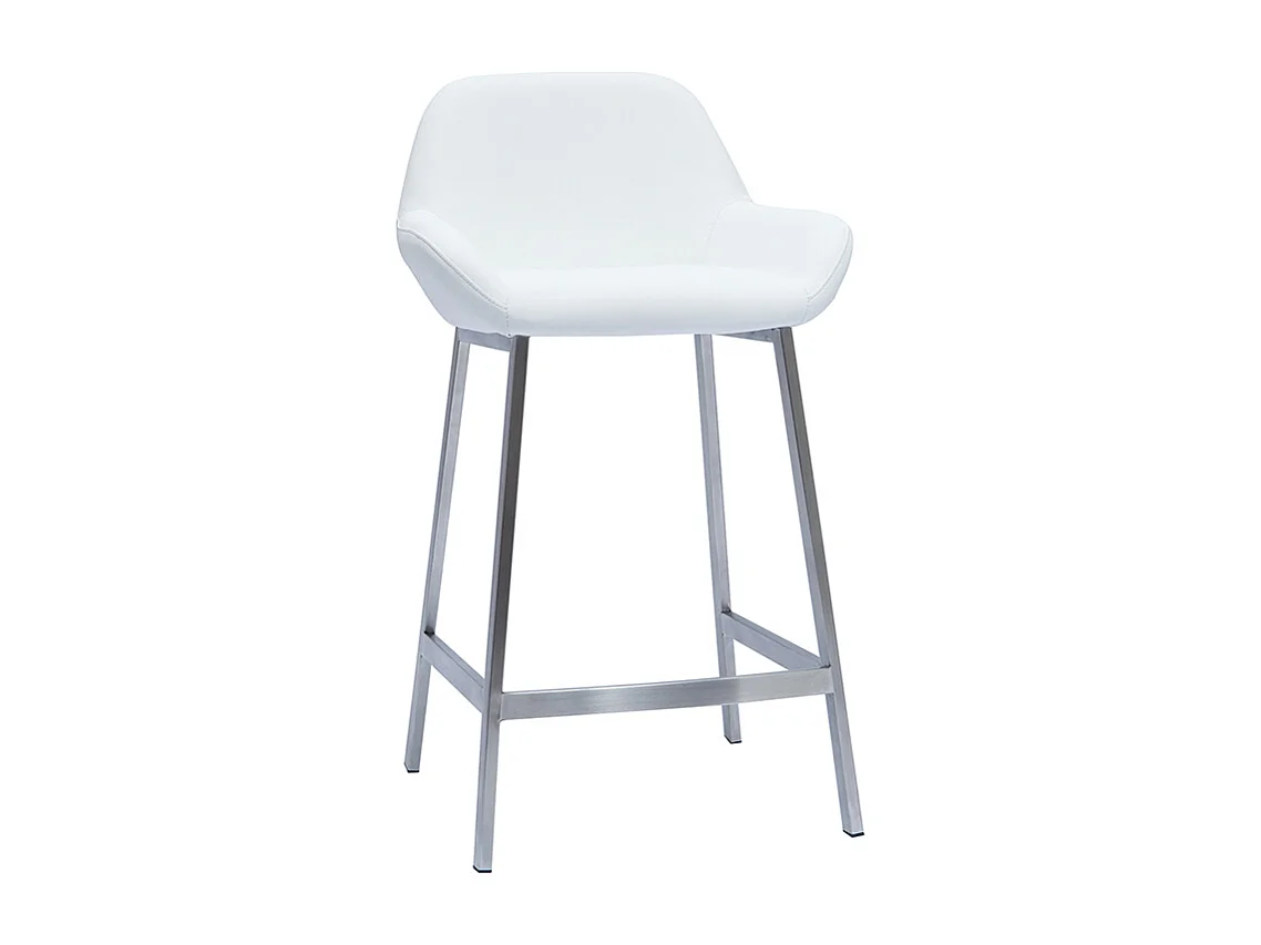 Tabourets de bar design blancs et pieds métal (lot de 2) RINGER