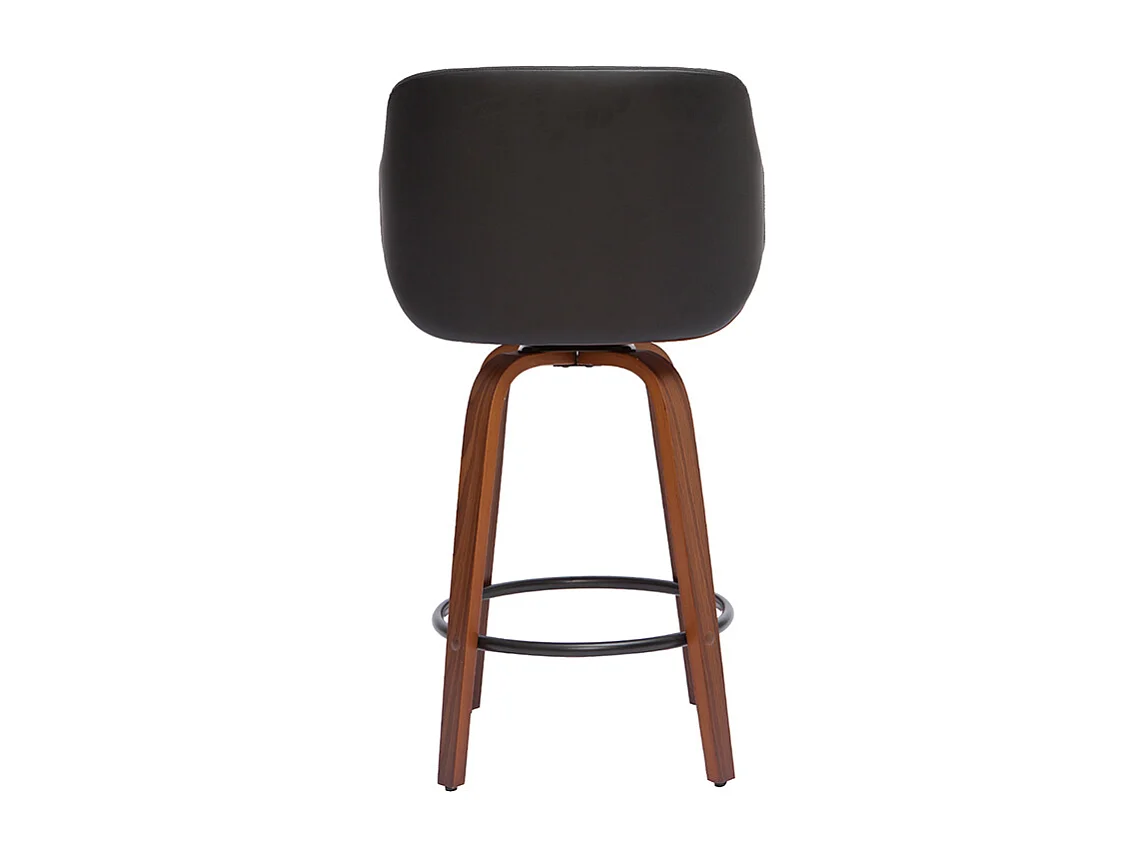 Tabouret de bar design pivotant 360° noir et bois foncé H65 cm LUCIEN