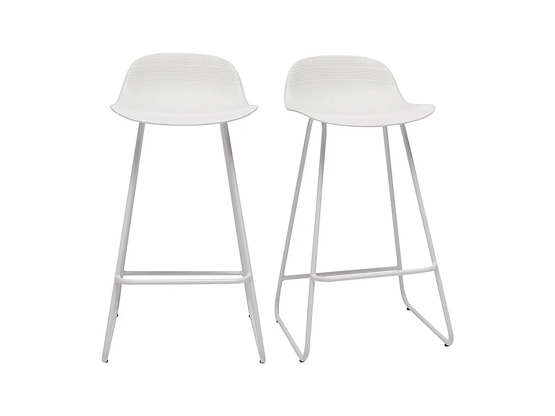 Tabourets de bar design blancs H65 cm (lot de 2) ELLA