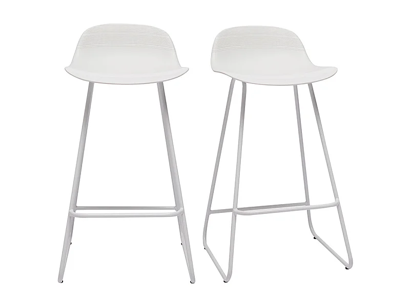 Tabourets de bar design blancs H65 cm (lot de 2) ELLA