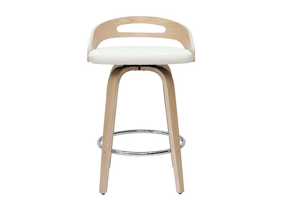 Barhocker helles Holz und weißes Polyurethan 65 cm 2er-Set MANO