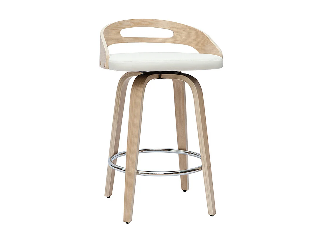 Set de 2 taburetes de cocina de diseño madera clara y poliuretano blanco 65 cm MANO