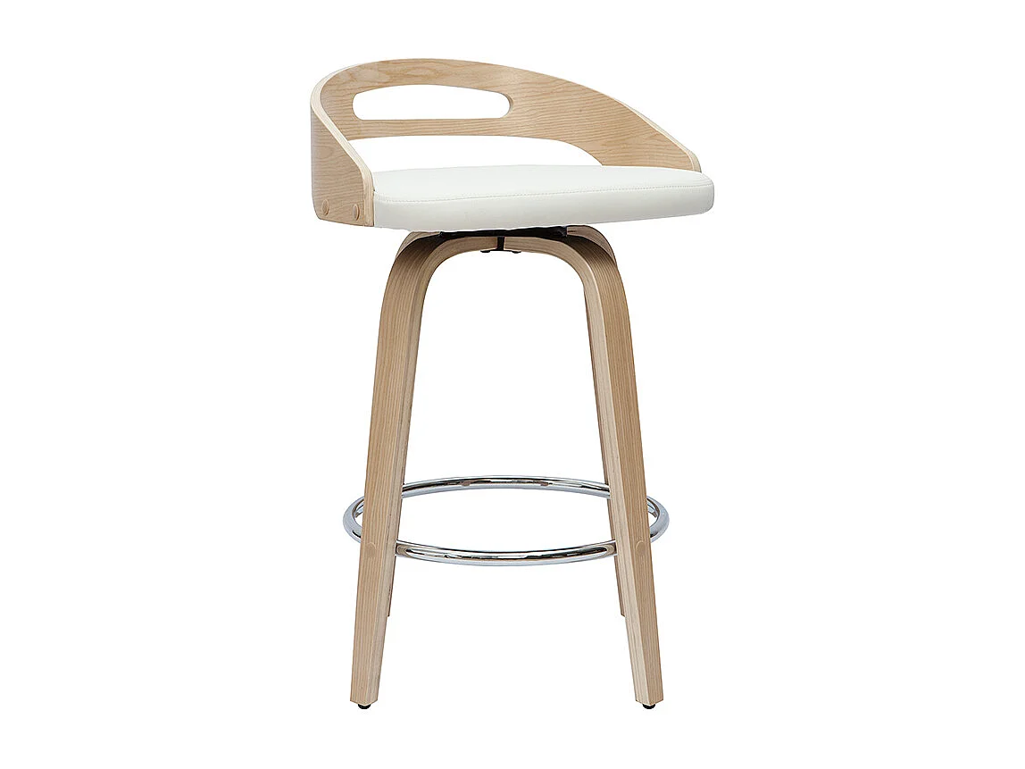 Set de 2 taburetes de cocina de diseño madera clara y poliuretano blanco 65 cm MANO
