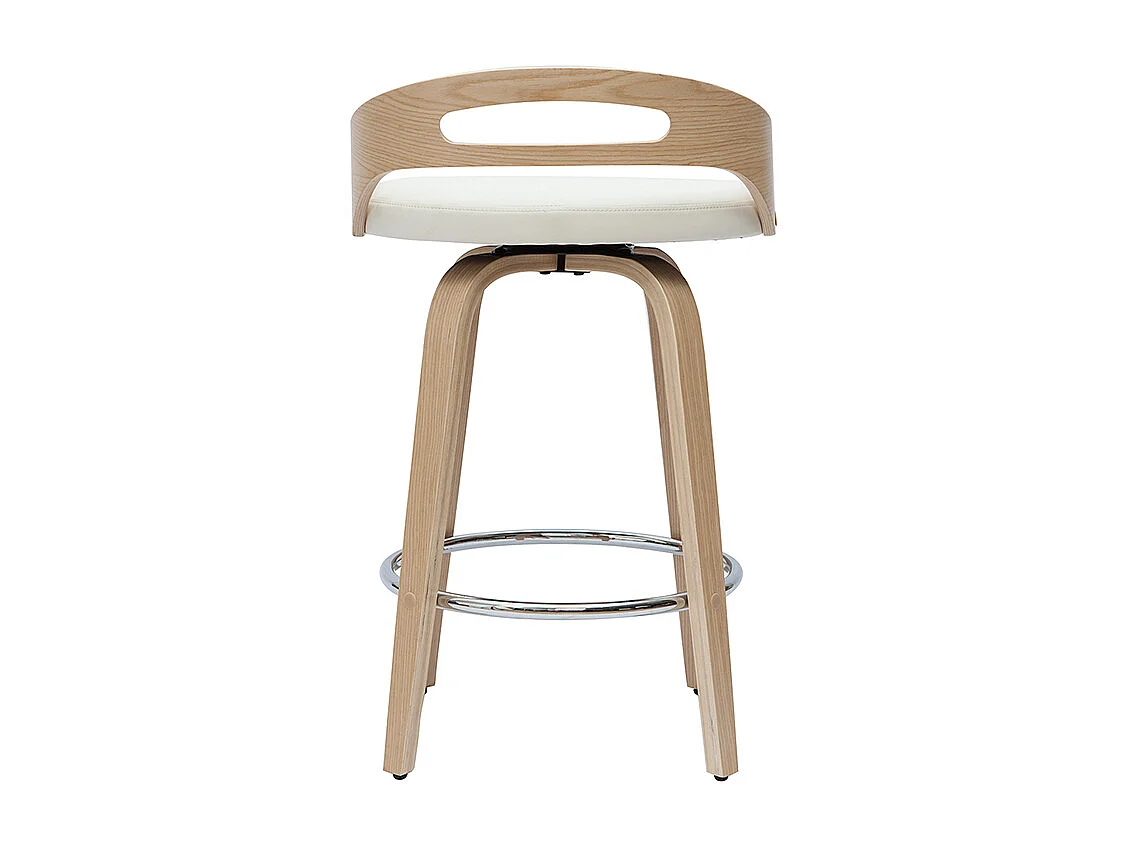 Set de 2 taburetes de cocina de diseño madera clara y poliuretano blanco 65 cm MANO