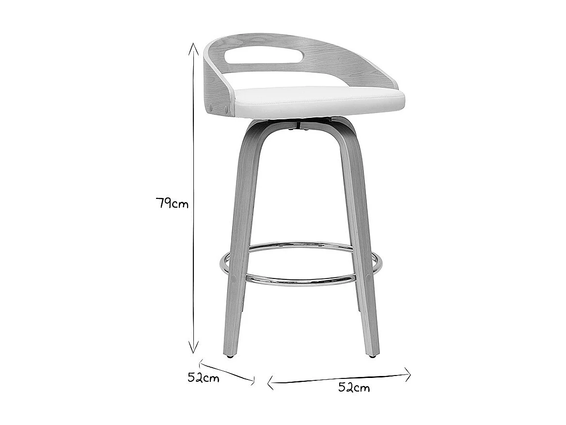 Set de 2 taburetes de cocina de diseño madera clara y poliuretano blanco 65 cm MANO