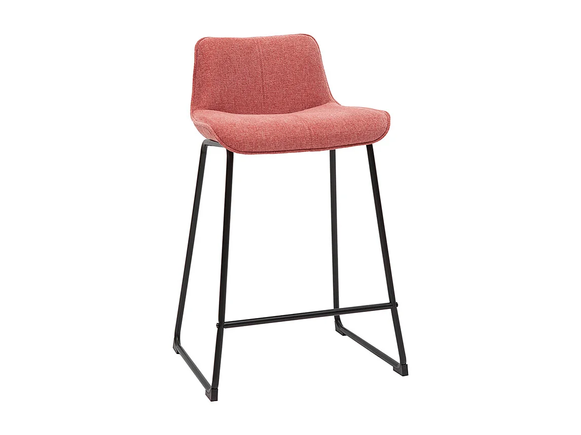 Tabourets de bar en tissu effet velours texturé terracotta et métal H65 cm (lot de 2) BOOST