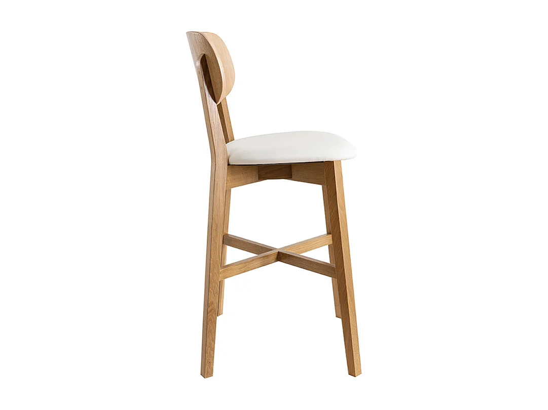 Set de 2 taburetes de cocina de madera de roble y blanco 65 cm LUCIA