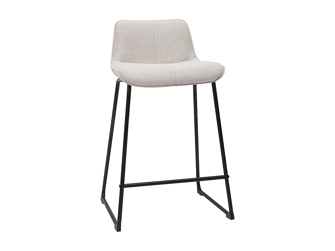 Tabourets de bar en tissu effet velours texturé beige et métal H65 cm (lot de 2) BOOST
