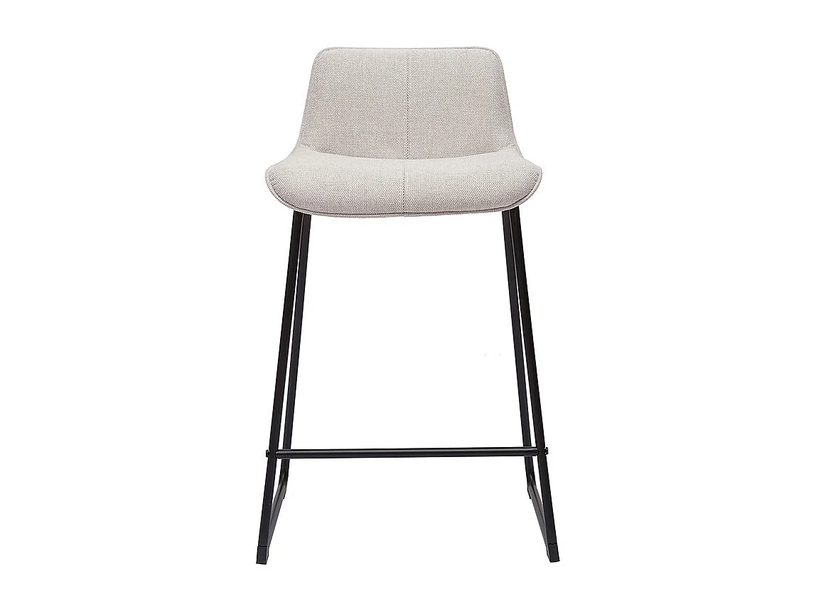 Tabourets de bar en tissu effet velours texturé beige et métal H65 cm (lot de 2) BOOST