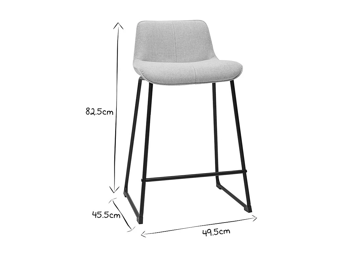 Tabourets de bar en tissu effet velours texturé beige et métal H65 cm (lot de 2) BOOST