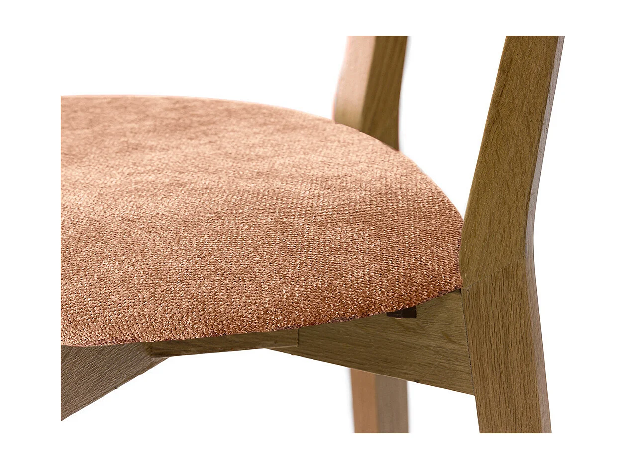 Tabouret de bar en bois clair chêne et tissu effet velours terre brûlée H65 cm LUCIA