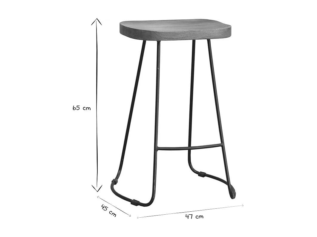 Taburetes de bar mango y metal 65 cm (lote de 2) RUNKO