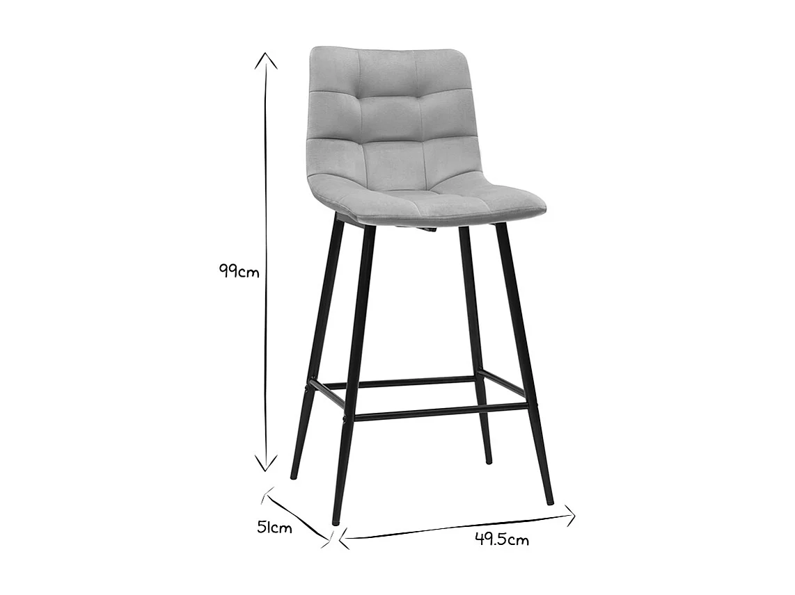 Set de 2 taburetes de cocina de diseño de terciopelo topo 65 cm MAXWELL
