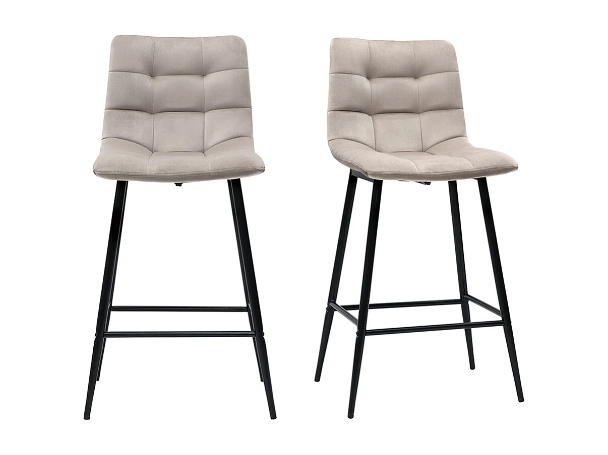 Design-Barhocker taupefarbener Samt H65 cm (2er-Set) MAXWELL