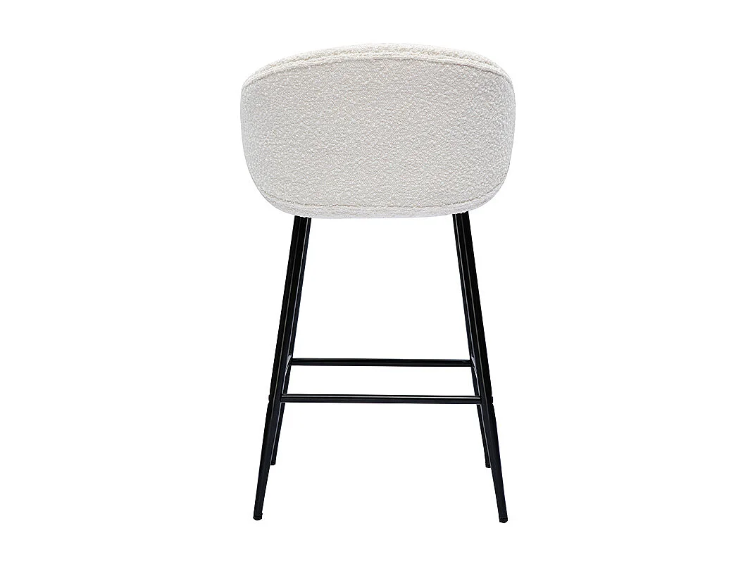 Barhocker aus Stoff mit Bouclé-Wolleffekt in Ecru und schwarzem Metall (2er-Set) ROSALIE