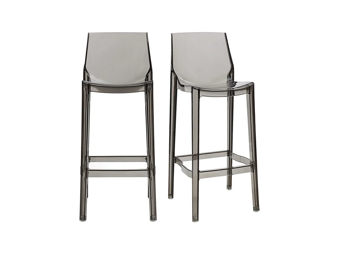 Tabourets de bar design transparents gris intérieur - extérieur H75 cm (lot de 2) YLAK