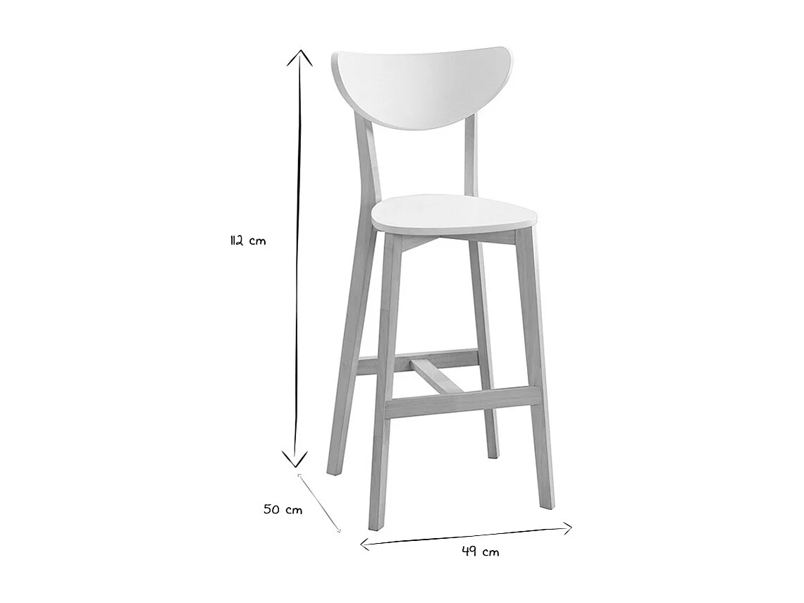 Taburete de bar escandinavo blanco y madera 75cm lote de 2 LEENA