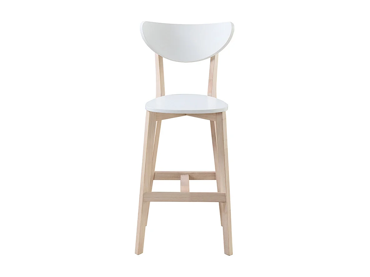 Tabourets de bar scandinaves blanc et bois 75 cm (lot de 2) LEENA