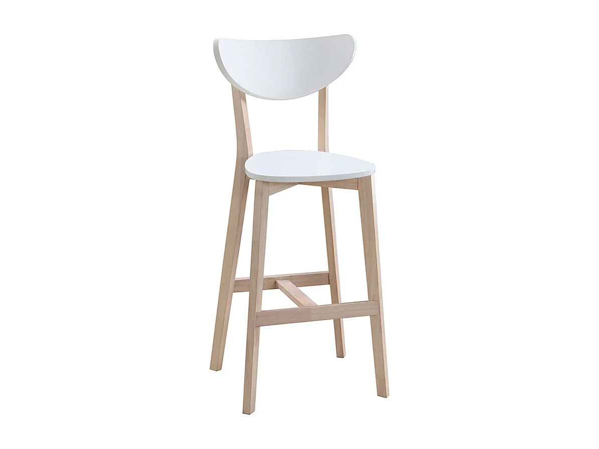 Tabourets de bar scandinaves blanc et bois 75 cm (lot de 2) LEENA