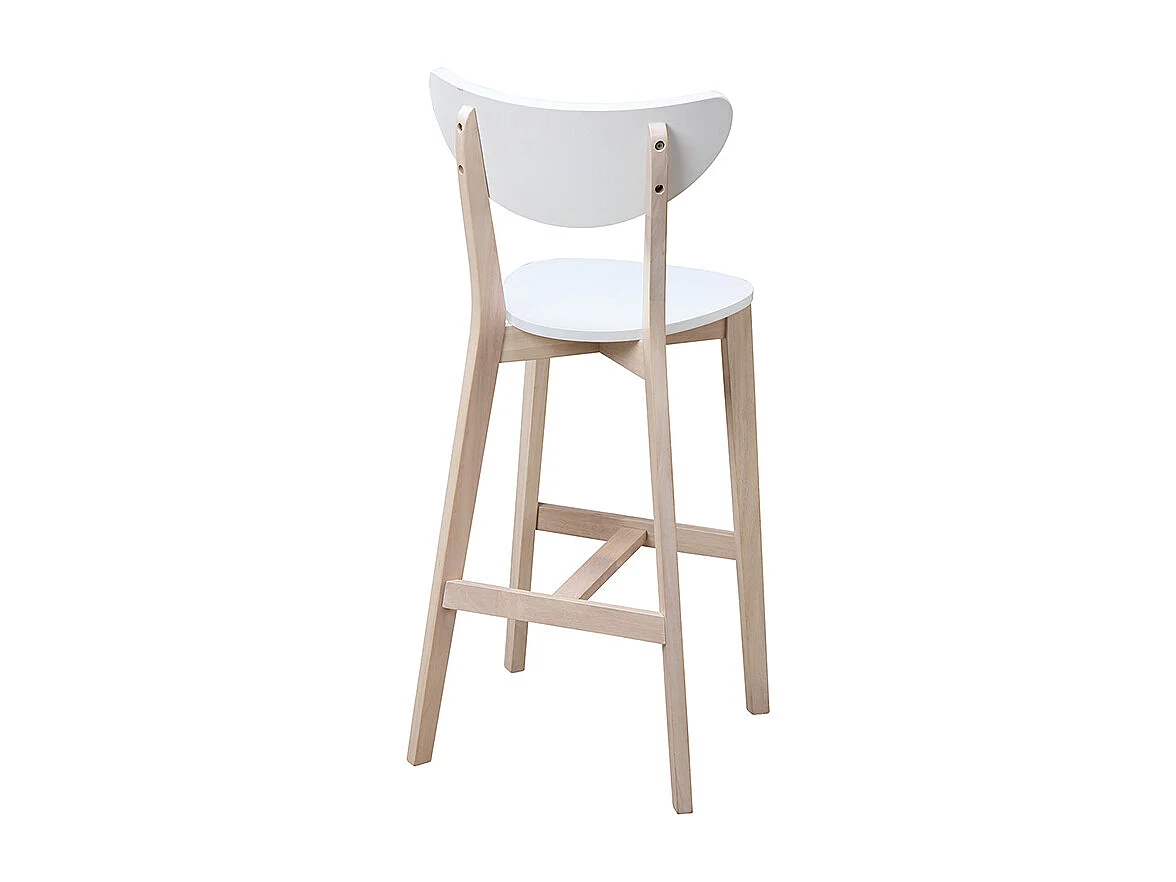Tabourets de bar scandinaves blanc et bois 75 cm (lot de 2) LEENA