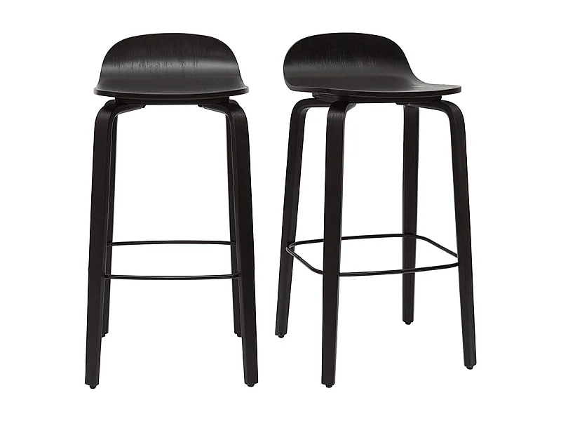 Set de 2 taburetes de cocina vintage negros 68 cm OBRA