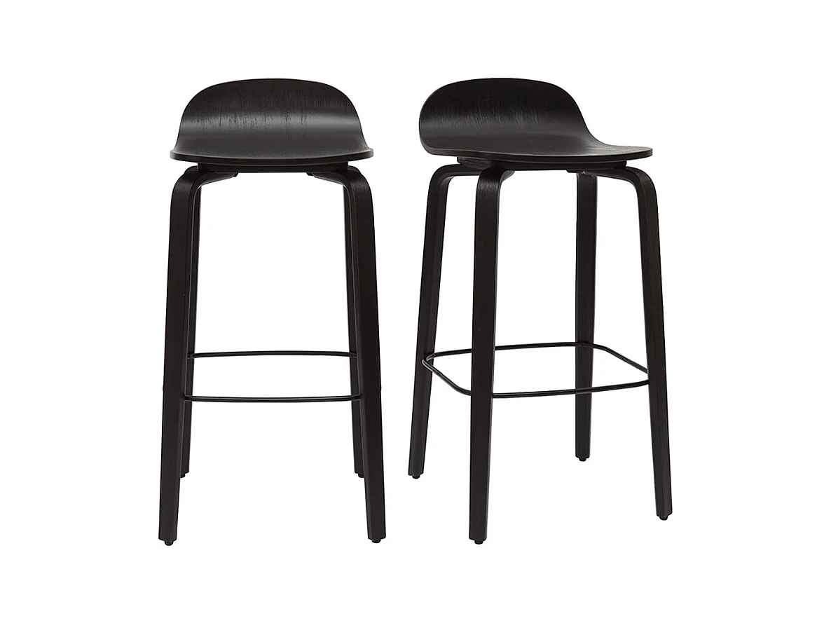 Tabourets de bar vintage bois noir H68 cm (lot de 2) OBRA