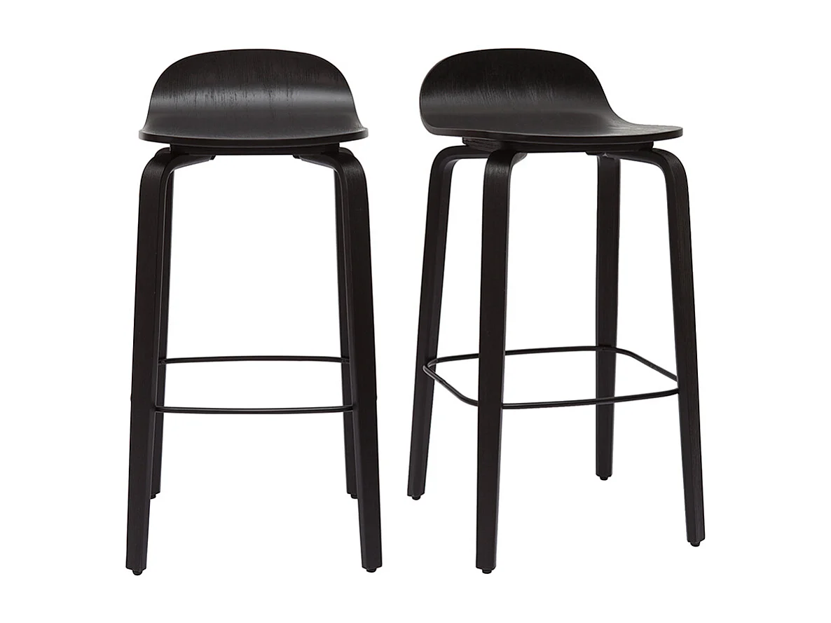 Set de 2 taburetes de cocina vintage negros 68 cm OBRA