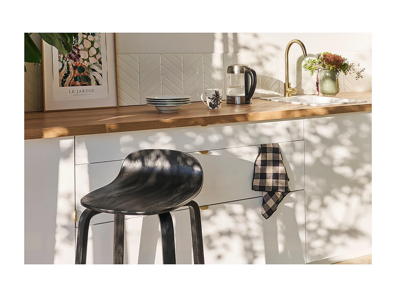 Set de 2 taburetes de cocina vintage negros 68 cm OBRA