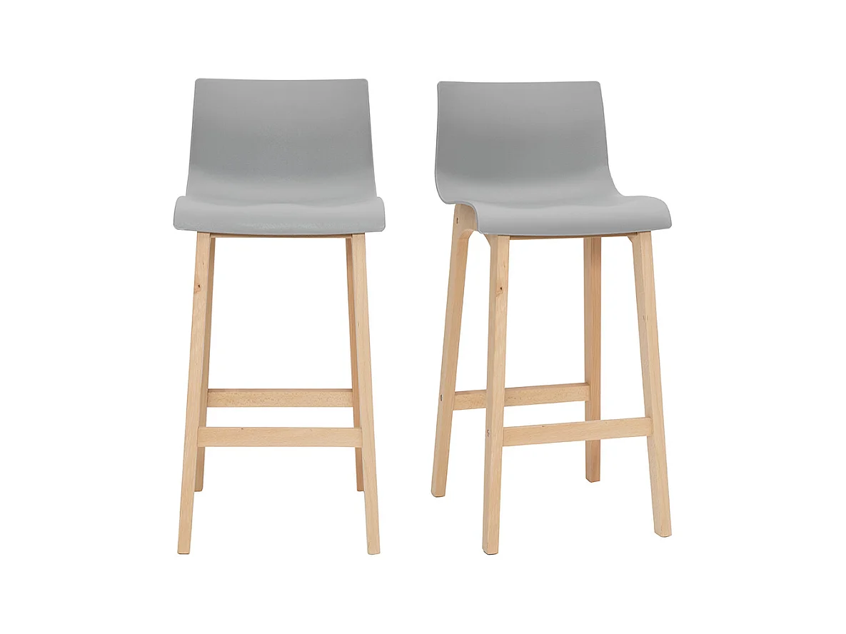 Taburete de bar diseño madera y gris claro 65cm lote de 2 NEW SURF