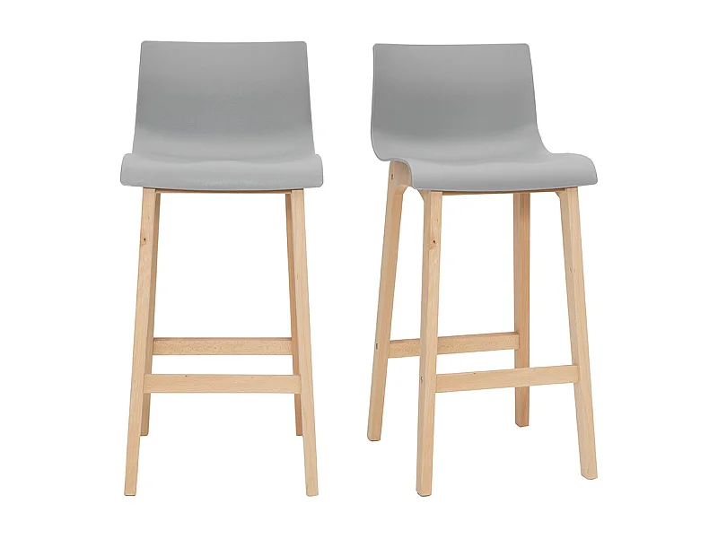 Tabourets de bar design bois et gris clair H65 cm (lot de 2) NEW SURF