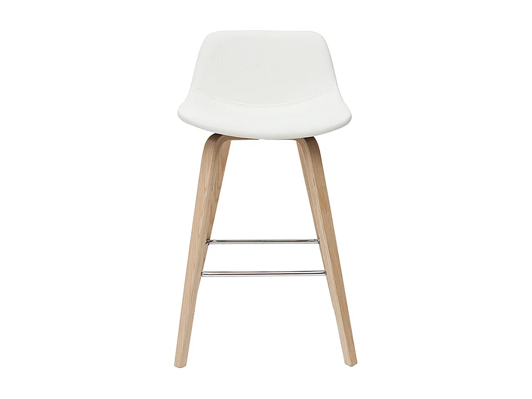 Set de 2 taburetes de cocina de diseño blanco con madera clara 65 cm NONIE