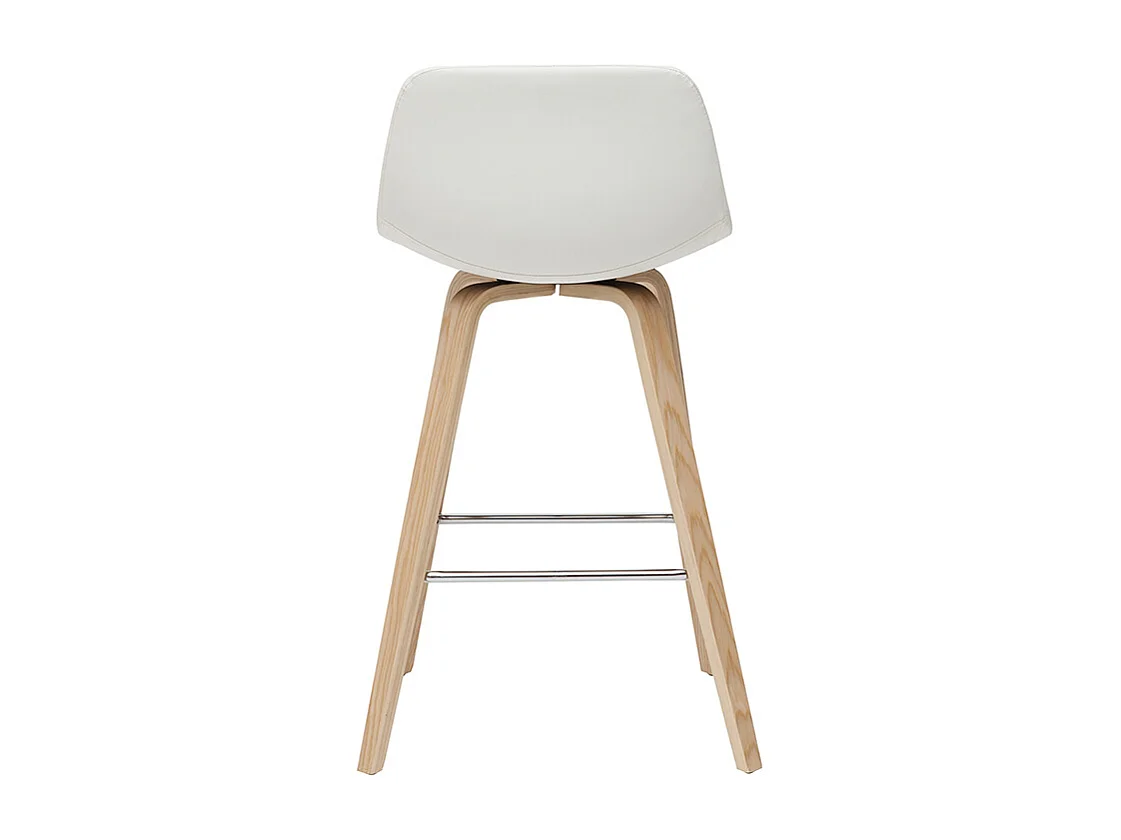 Set de 2 taburetes de cocina de diseño blanco con madera clara 65 cm NONIE