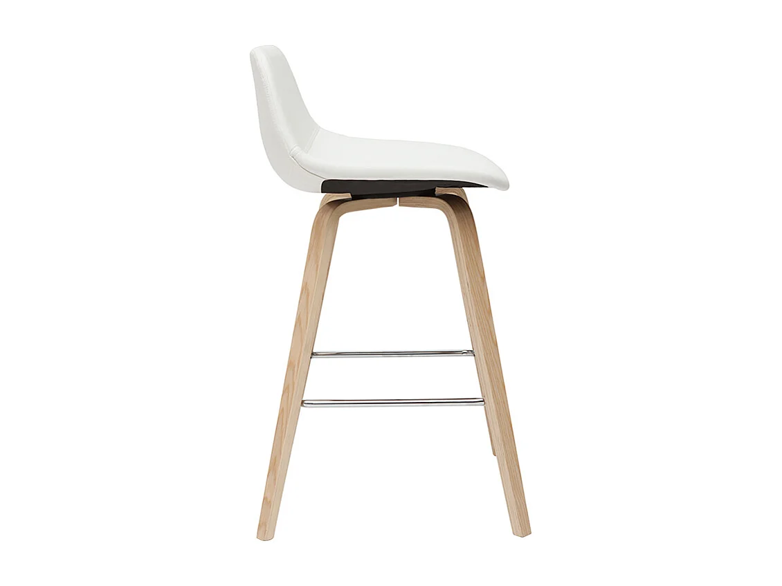 Set de 2 taburetes de cocina de diseño blanco con madera clara 65 cm NONIE