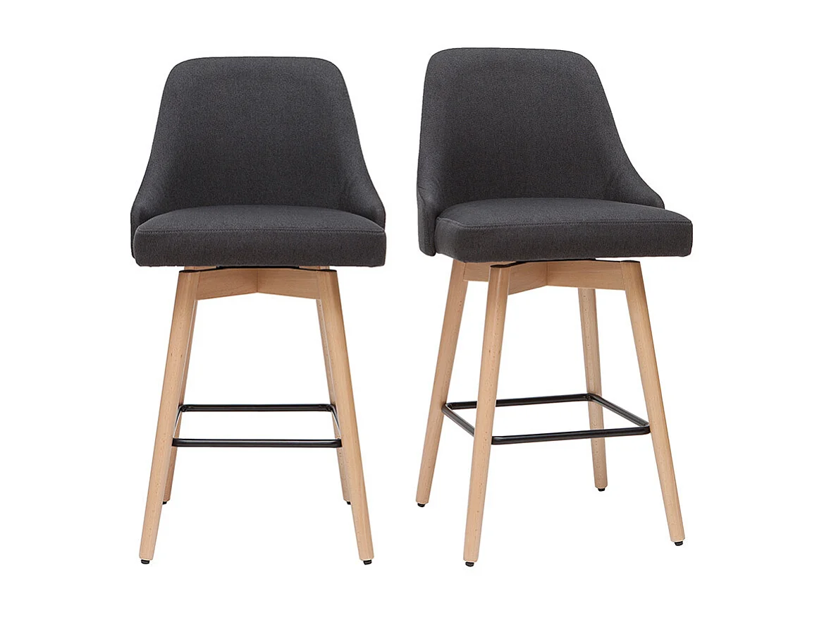 Barhocker HASTA skandinavisches Design dunkelgrauer Bezug H65 cm (2er-Set)
