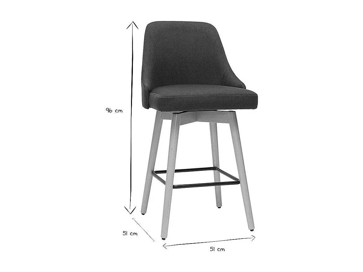 Barhocker HASTA skandinavisches Design dunkelgrauer Bezug H65 cm (2er-Set)