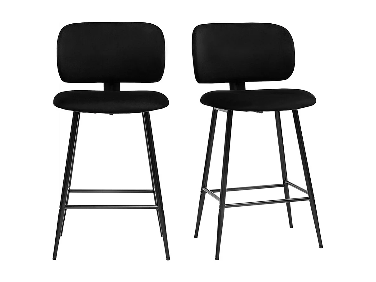 Schwarze Barhocker aus Samtstoff und Metall H70 cm (2er-Set) ATRIUM